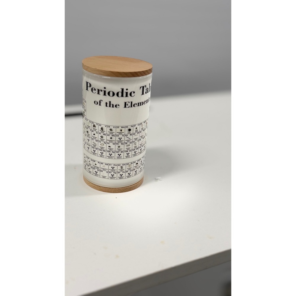 Periodic Table of the Elements Science Display Cylinder with Wood Base and Lid